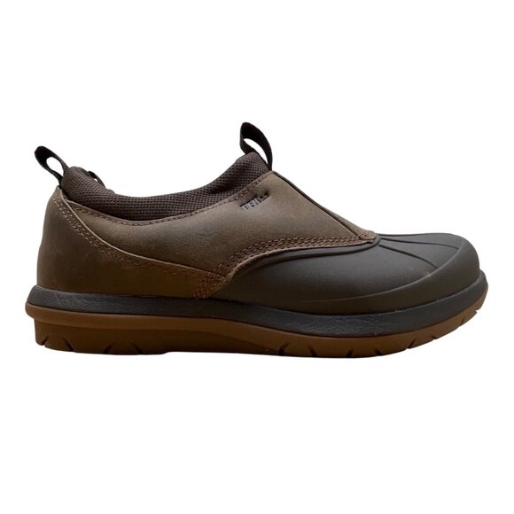 L.L.Bean Women’s Brown Leather Black Rubber Slip-On Waterproof Duck Shoes Sz 8M - Picture 1 of 7